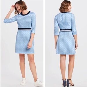 DRAPER JAMES Honeycomb Persley Floral Ponte Dress Blue/White Size Medium L/S